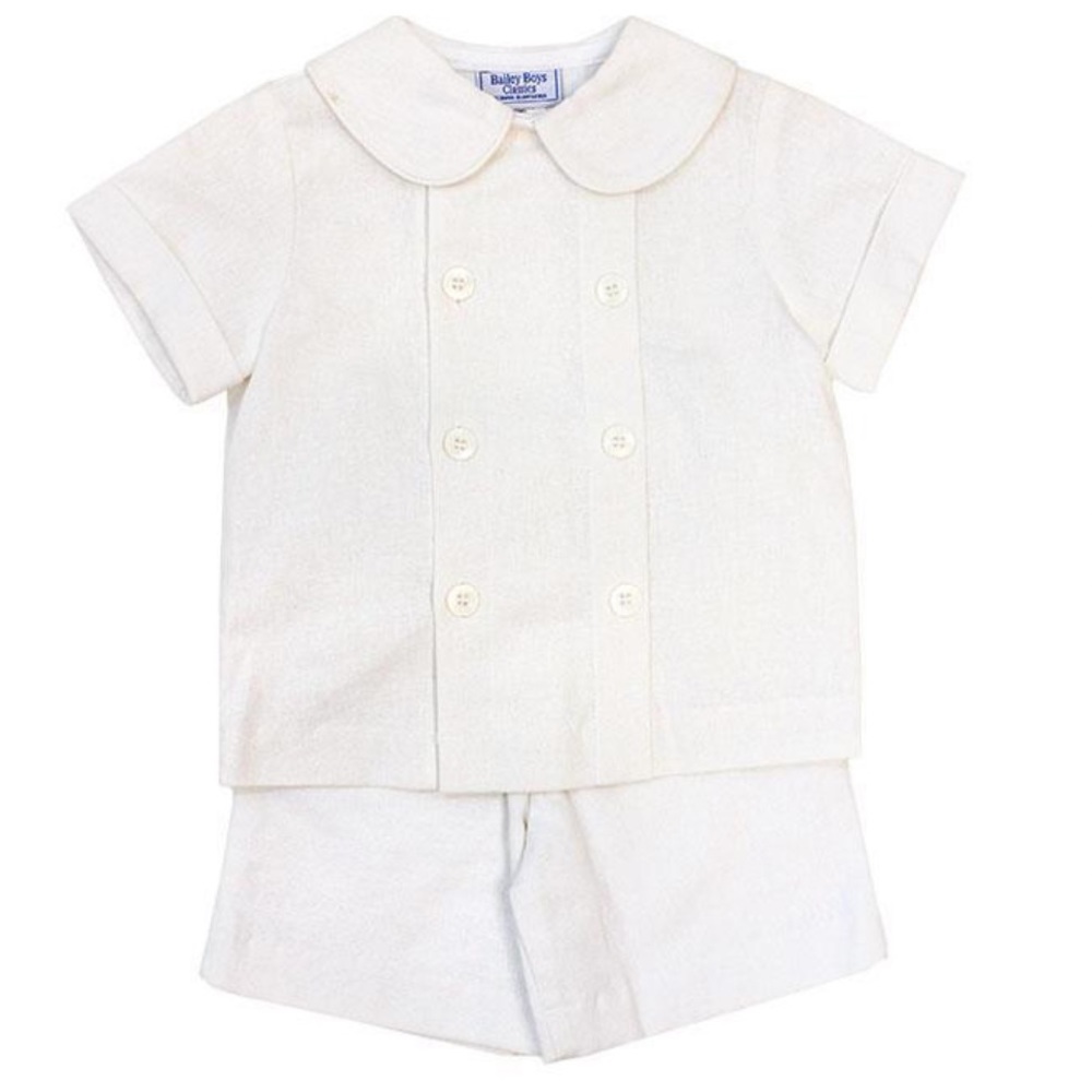 Bailey Boys Candlelight Linen Ivory Short set 24m